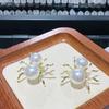 Halloween Imitation Pearl Spider Ear Stud Earrings For Women Fashion Animal Small Earrings Party Jewelry Accessories Gifts