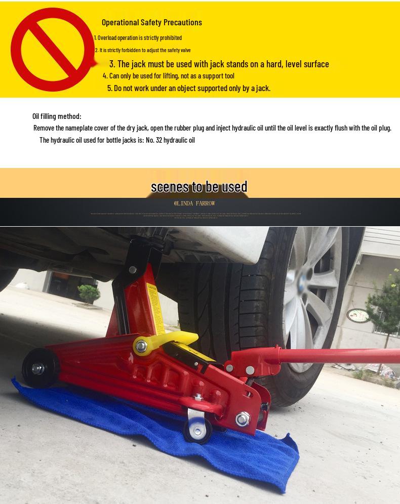 2 Ton Horizontal Hydraulic Car Jack for Tire Changes & Repairs