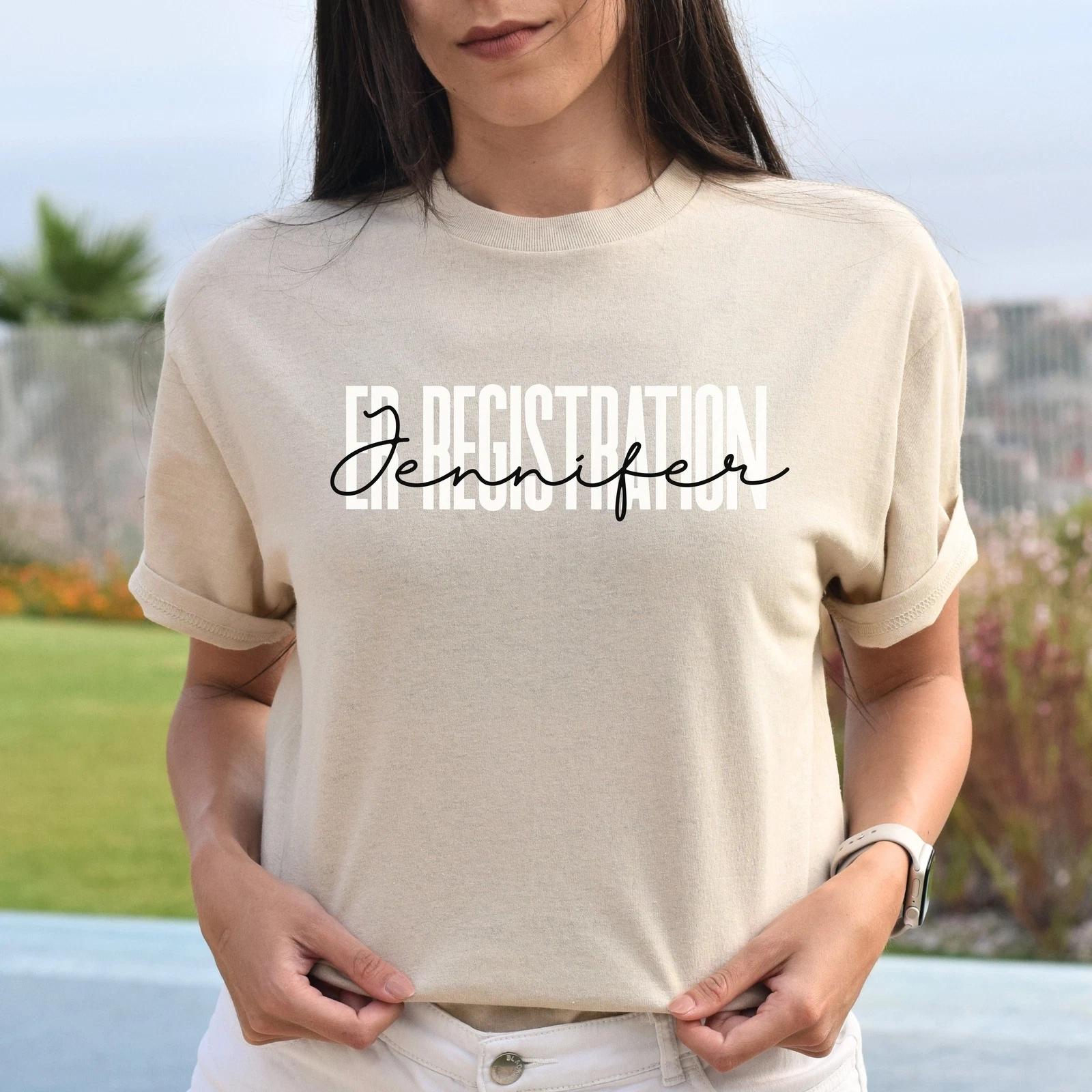 Personalized ER Registration Unisex T-shirt Custom Name Emergency registrator Sa M
