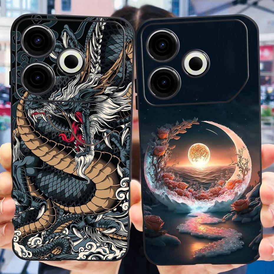 2024 Fashion Case For Tecno Pova 6 Neo Black Silicone Soft TPU Back Cover For Tecno Pova 6Neo 4G Phone Cases