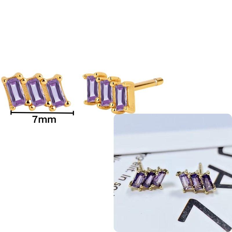 Damen 925 Silber Ohrstecker Lila Zirkon Ohrringe Creolen Lila Kristall Anhänger Ohrring Mode Hochzeits Schmuck