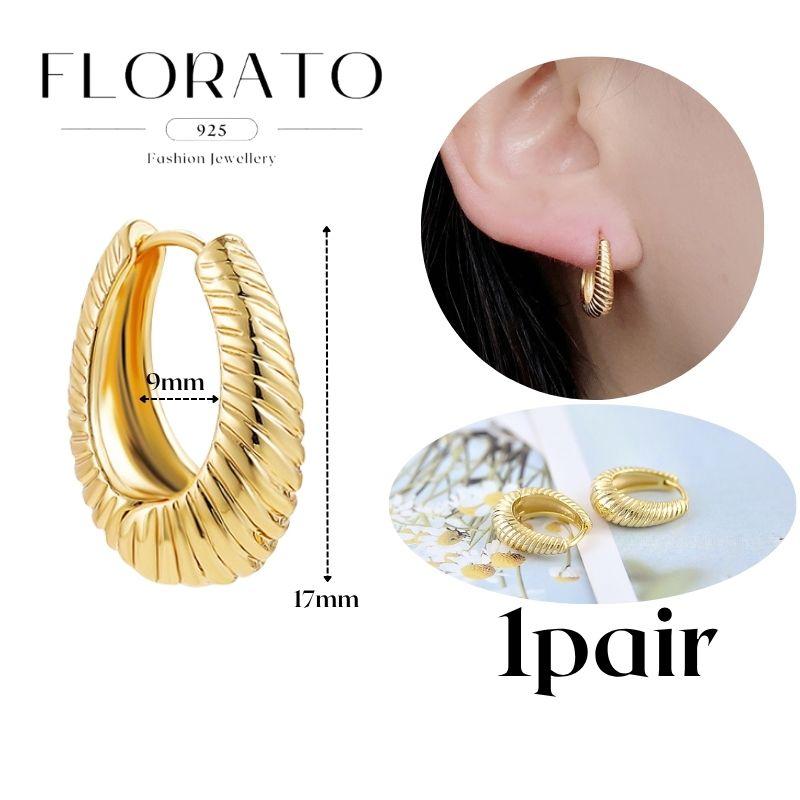 Perforation 925 Silver Ear Needle Minimalist Hoop Earrings Metallic Gold Earrings For Women CZ Fashion Jewelry