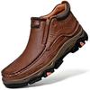 Men's Large Size Wear-Resistant Winter Leather Boots with Thick Sole