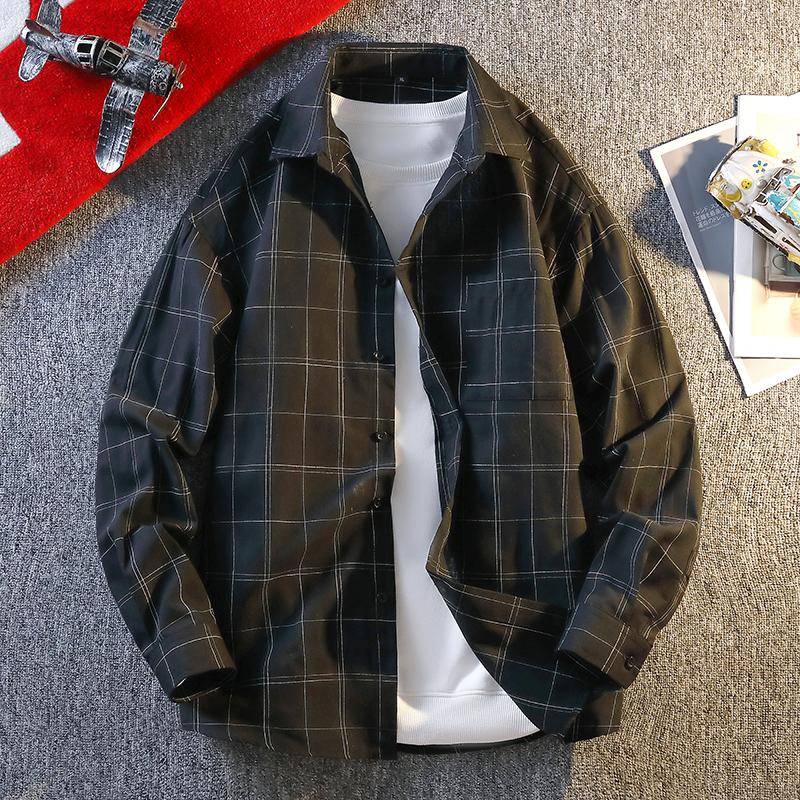 Men's Long Sleeved Shirt Korean Casual Loose Shirt Men's Coat