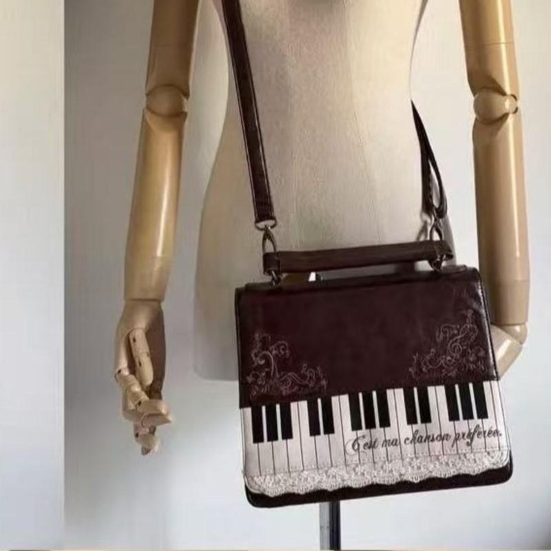 JIAERDI Harajuku Personalized Piano Square Bag Female Vintage Brown Crossbody Bags Women Fairycore Aesthetic Handbag 2025 New