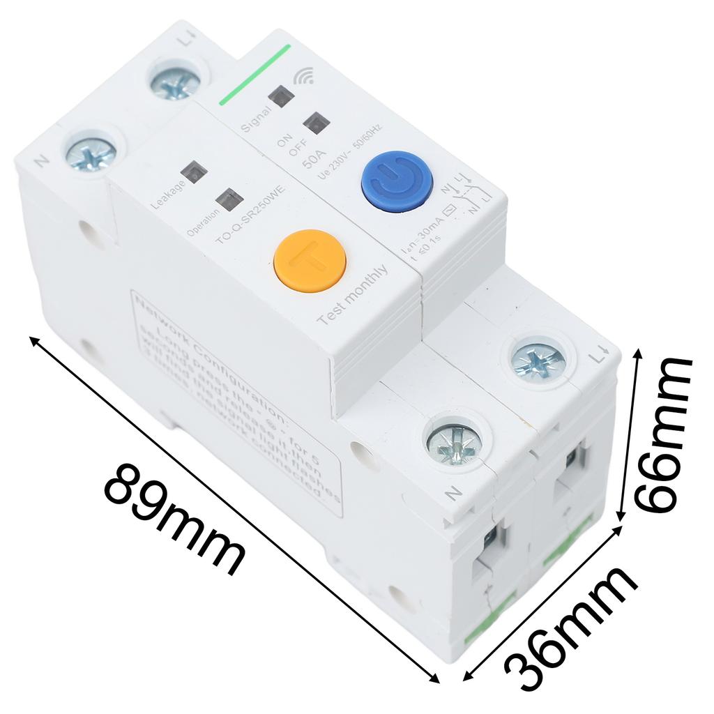 For Ewelink APP Compatible Smart WIFI Circuit Breaker 2 Pole 50A with Remote Control and Electrical Protection