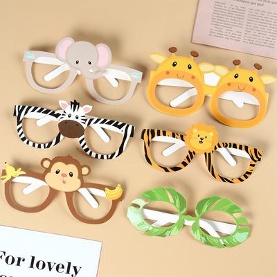 Jungle Paper Glasses Birthday Party Decorations Kids Dinosaur Funny Masks Safari Theme Animal Party Supplies Photo Baby Shower