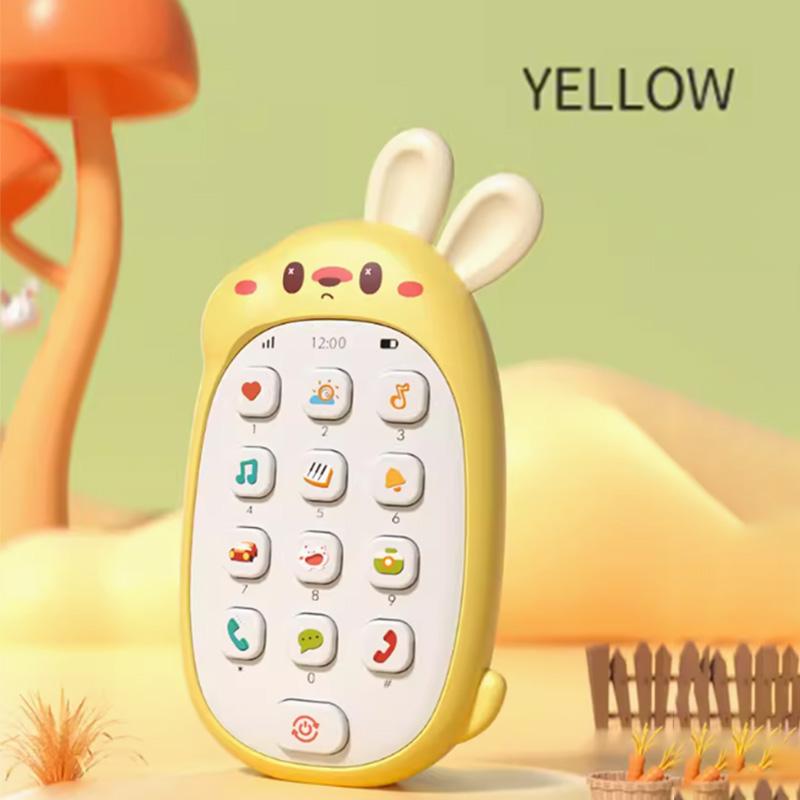 Children's rabbit toy mobile phone baby chewing puzzle non-toxic odorless multi-functional music mobile phone no battery