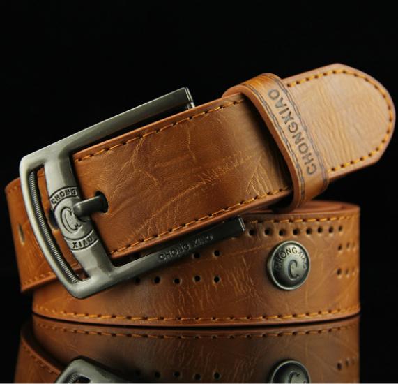 Brown Faux Leather Punk Fashion Belt with Alloy Pin Buckle and Rivet Strap