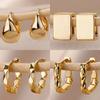 Fashion Commuter Gold Personality Versatile Earrings Gold Geometric Cube Atmospheric Ear Buckles