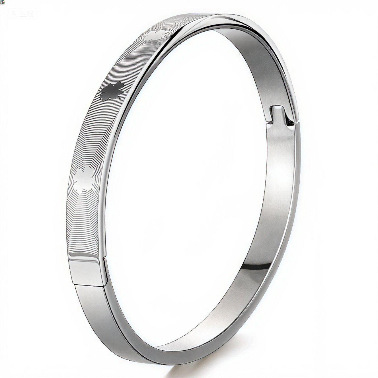 Titanium Steel Heartbeat Etched Clasp Couple Bracelet