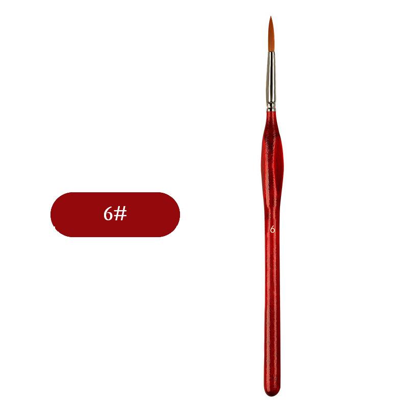 Wolf Hair Fine Line Brush - Black Triangular Birch Handle for Nail Art and Watercolor Detailing