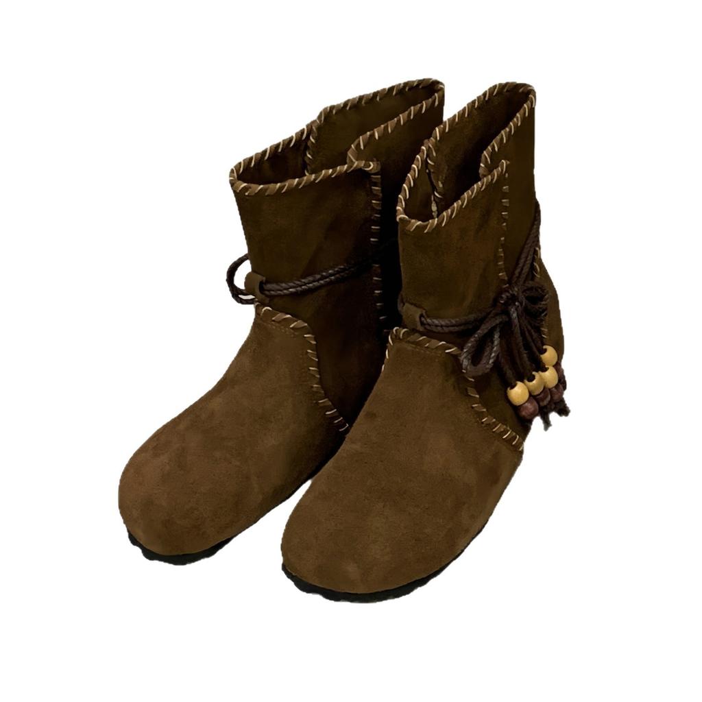 2025 European Tassel Strap Martin Boots Women's Boots Short Boots Flat Western Cowboy Boots Single Boots Women's Shoes