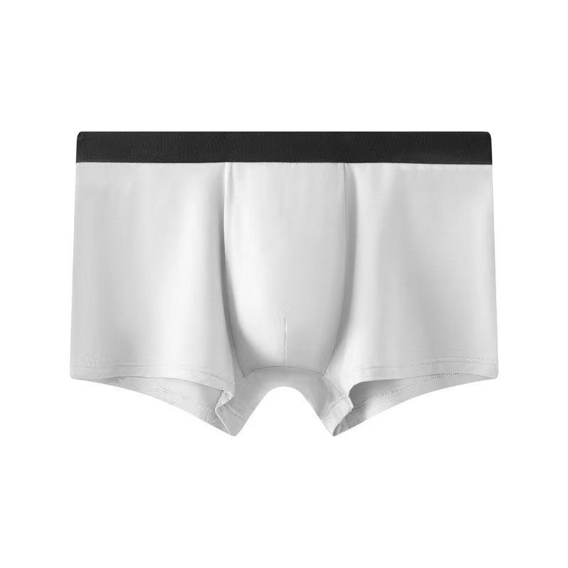 Customized Antibacterial Men's Loose Fit Mid-Rise Seamless Boxer Briefs, Plus Size, Solid Color