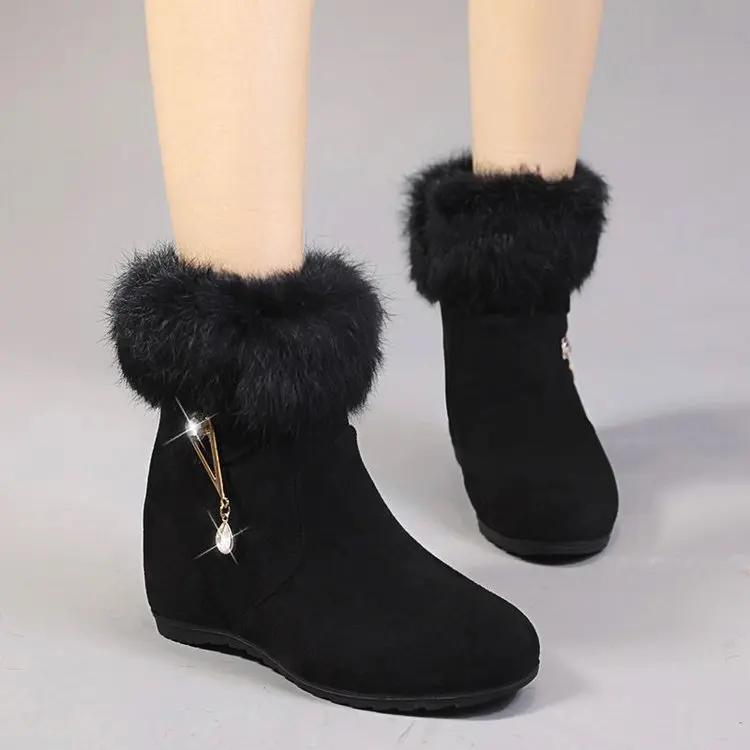 

Winter New Style Thickened Platform Snow Boots for Women Fleece-Decorated Warm Ankle Boots 42 чорний