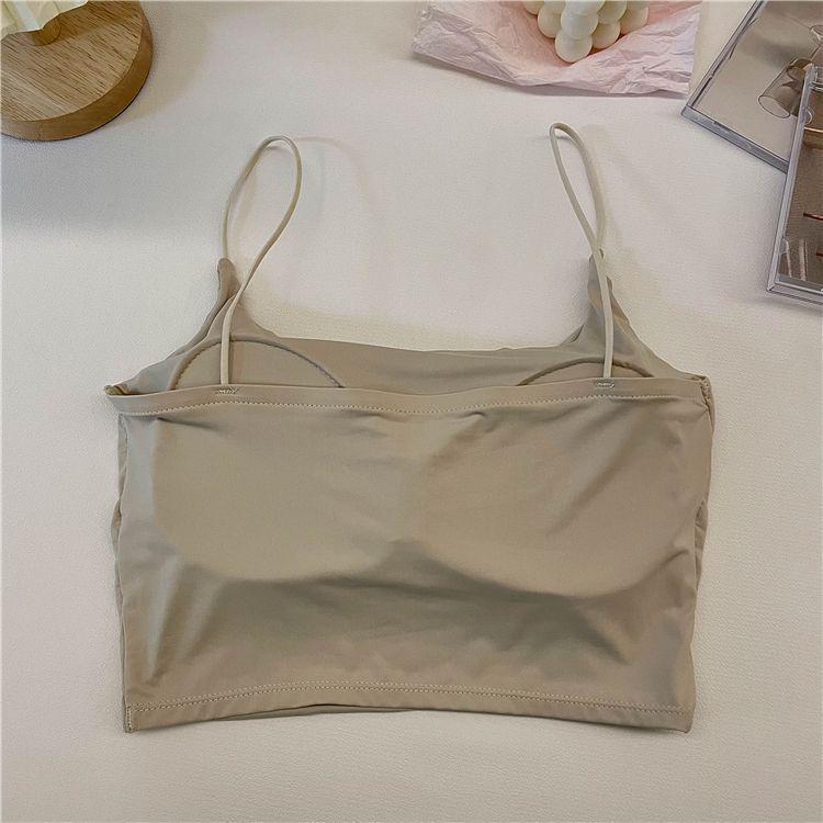 Ice Silk Strappy Tank Top with Built-in Bra, Stylish Slimming Sleeveless Design for Women, Ideal for Summer
