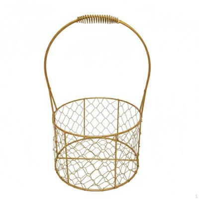 Plancha de Mano Canasta de Regalo Asa Portátil Cable Dorado Versátil Malla Metálica Soporte de Almacenamiento para