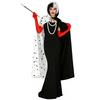 Pelerină Cosplay Cruella De Vil Costum Puncte Dalmațiene Alb-Negru Pelerină Halloween Joc de Rol pentru Adulți