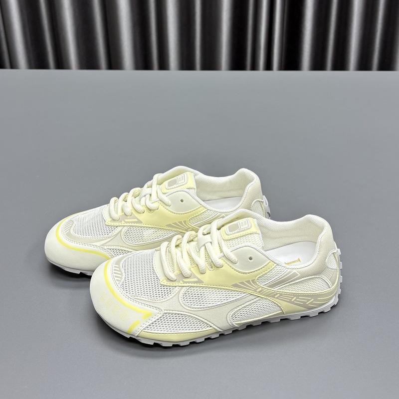 

Lan Cabinet mesh Forrest Gump shoes women s 2025 summer new hollow breathable lace-up thick-soled thin casual sports shoes tide 35 жёлтый