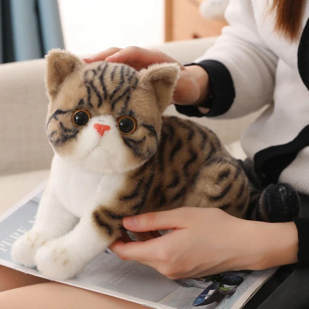 Plush Cat Lifelike Cat Plush Toy Stuffed Aniamls Simulation Cat Toy Stuffed Cat Doll  Home Decor
