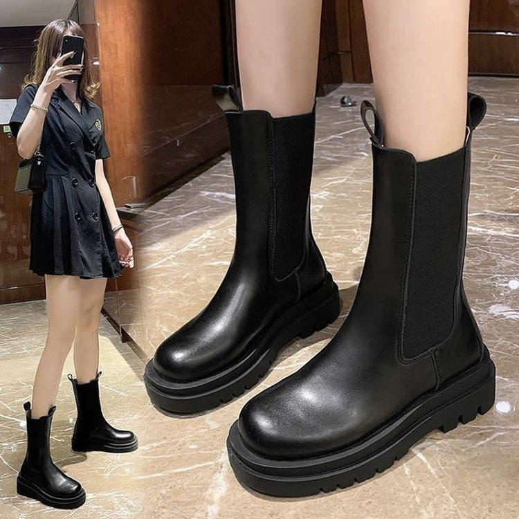 Short boots for women with increased height inside 2025 new spring and autumn versatile super chimney short boots