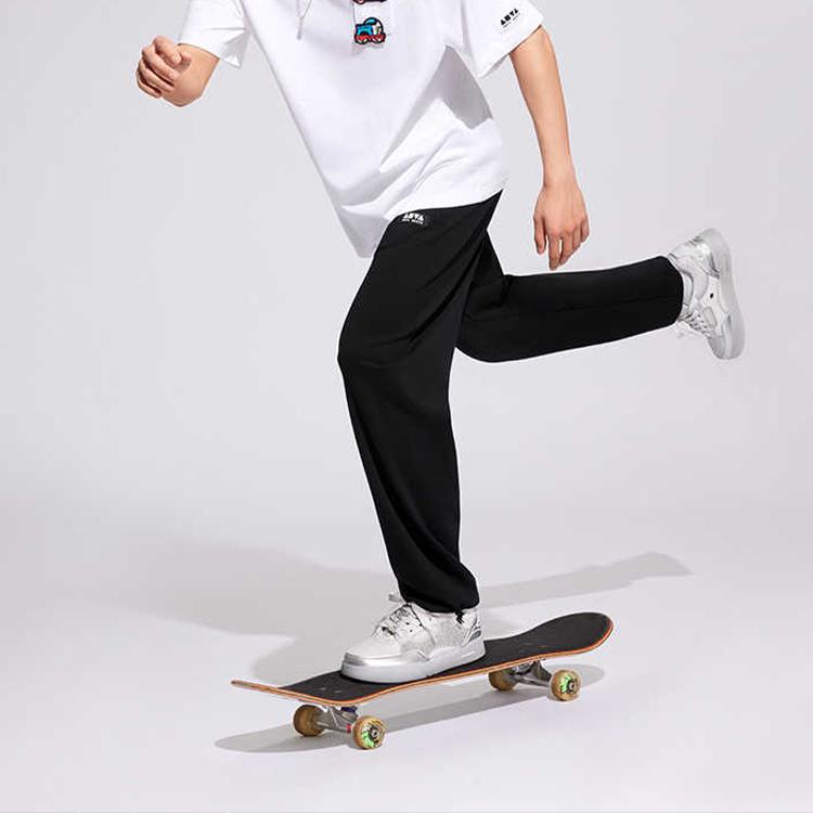 New Anta AOJIE Shine Slip Resistant Height Increasing Low Top Skateboard Shoes Women's Gray Silver 122438040X-1