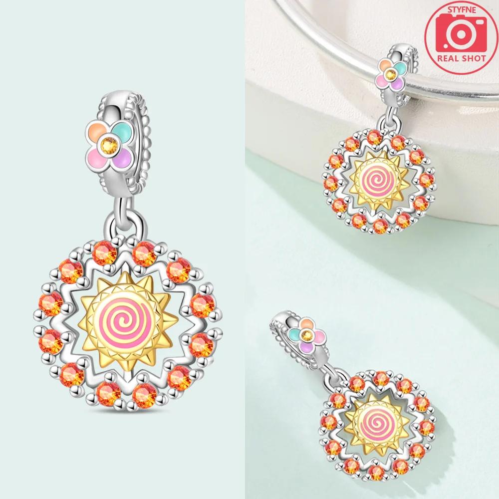 Kupfer Charm Anhänger Anhänger Authentisch Rosa Zirkon Blaue Wolke Herz Schöne Farben Anhänger Kompatibel Mit Armbändern Schmuck Damen Geschenk Herstellung Diy