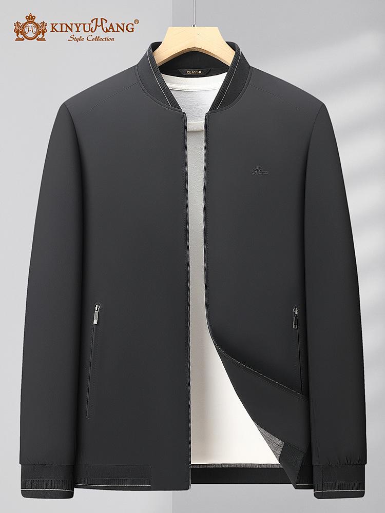 Autumn Business Casual Men's Baseball Collar Jacket for Middle-Aged and Elderly