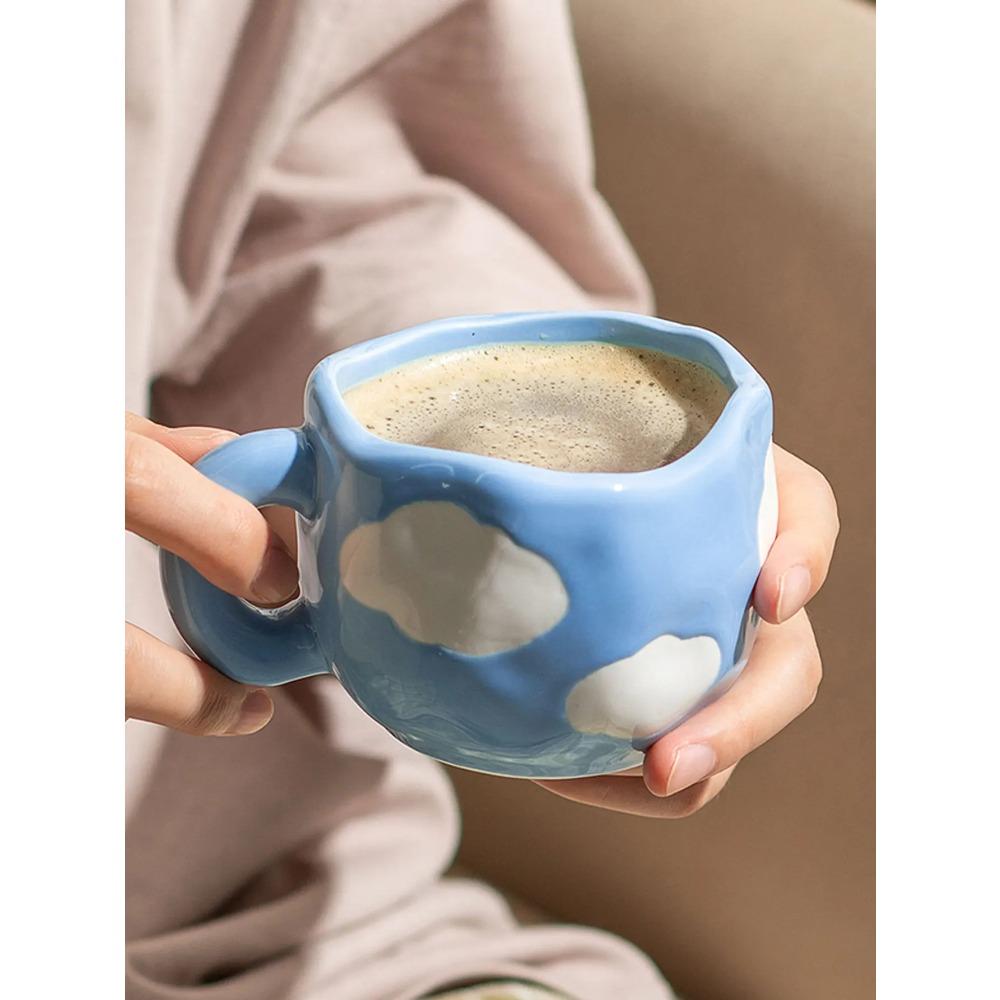 Hand-painted Flower Ceramic Coffee Cup Home Office Mug With Plate Spoon Breakfast Milk Juice Tea Handle Cup Gift Drinkware Set