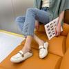 Soft Leather Little White Shoes Women's 2025 New Soft-soled Single Shoes Two Wear Doudou Shoes Women's One Pedal Loafers Comfortable Flat Bottom