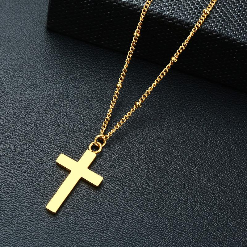 Vnox Simple Stainless Steel Cross Pendant Necklaces for Women, Prayer Religious Choker Collar Christian Gift Jewelry