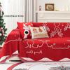 Christmas Sofa Cover Throw Blanket Red Snowflake Santa Chenille Sofa Towel Universal Furniture Protector with Tassels Xmas Home Decor for Living Room