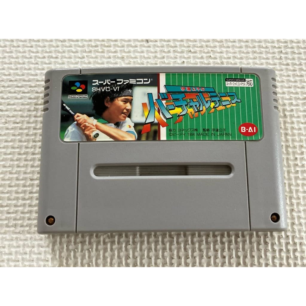 Used Date Kimiko No Virtual Tennis SFC SNES Super Famicom SHVC-VI Tested Working Nintendo Sports B-AI NTSC-J Super Nintendo Cartridge