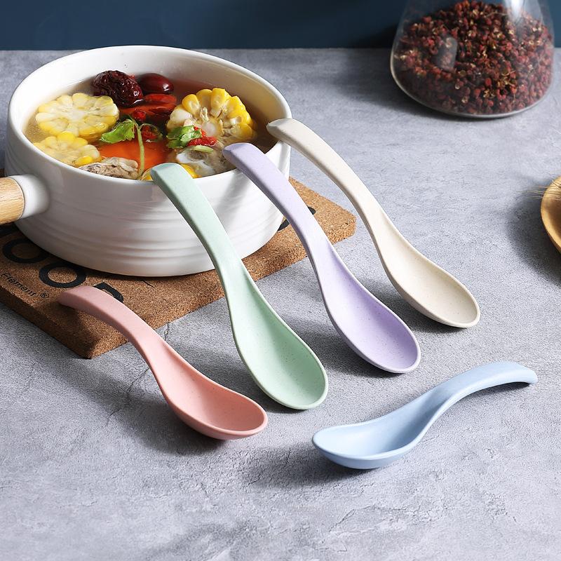1pcs Stirring Spoon Household Wheat Straw Plastic Color Spoon Household Soup Spoons Cooking Utensils Kitchen Accessories