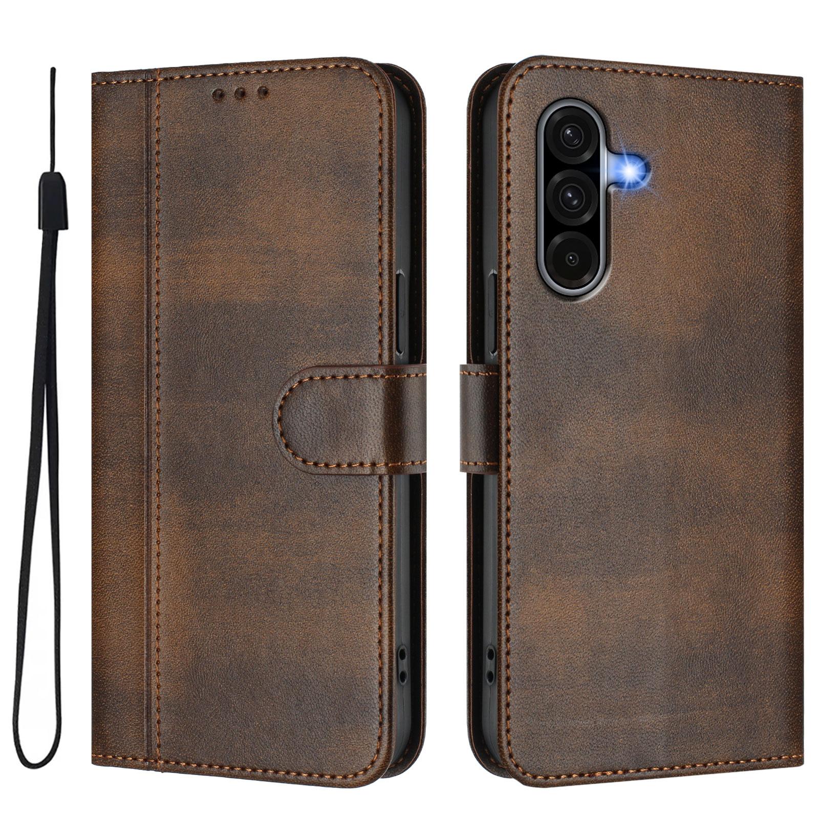 

For Samsung Galaxy A36 5G Cases Wallet Stand Retro Texture Leather Phone Cover with Lanyard H