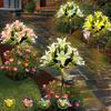 Flowers Solar Light 7Head Lily Solar Flower Lights With Warm White Light, Outdoor Solar Garden Decoration Lawn Light Stake Light