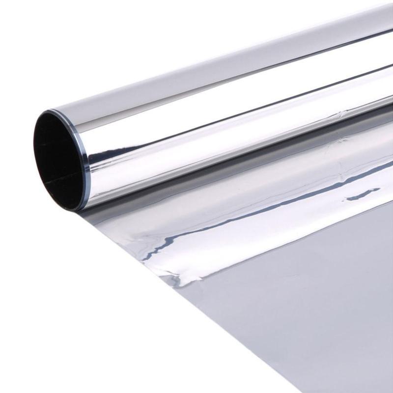 Silver One Way Mirror Window Tint, Solar Reflective Heat Insulation Privacy Film for Home Glass, 50 X 100 CM