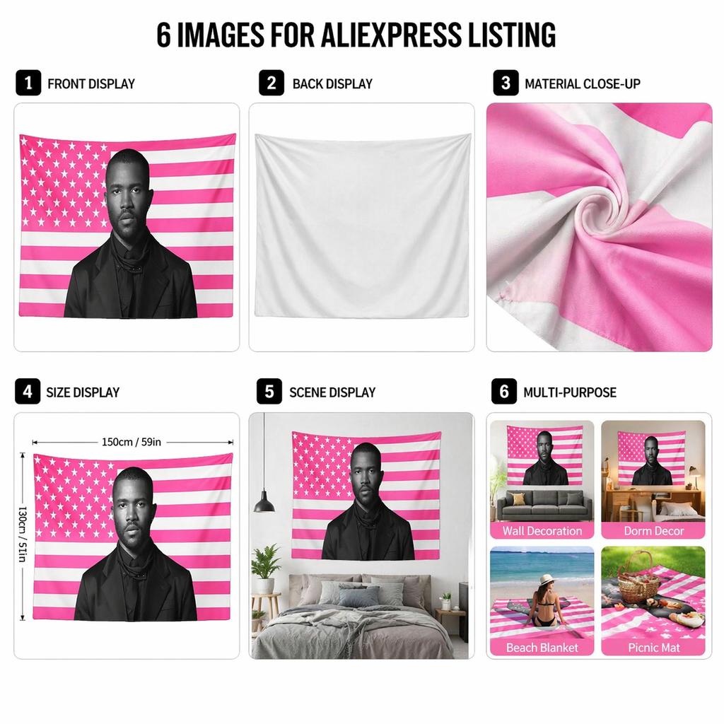 Berühmter R&B-Sänger Wandteppich Rosa US-Flagge Wandbehang Flachdruck Ästhetischer Musikstar Wanddekoration für Schlafzimmer Wohnheim Männerhöhle