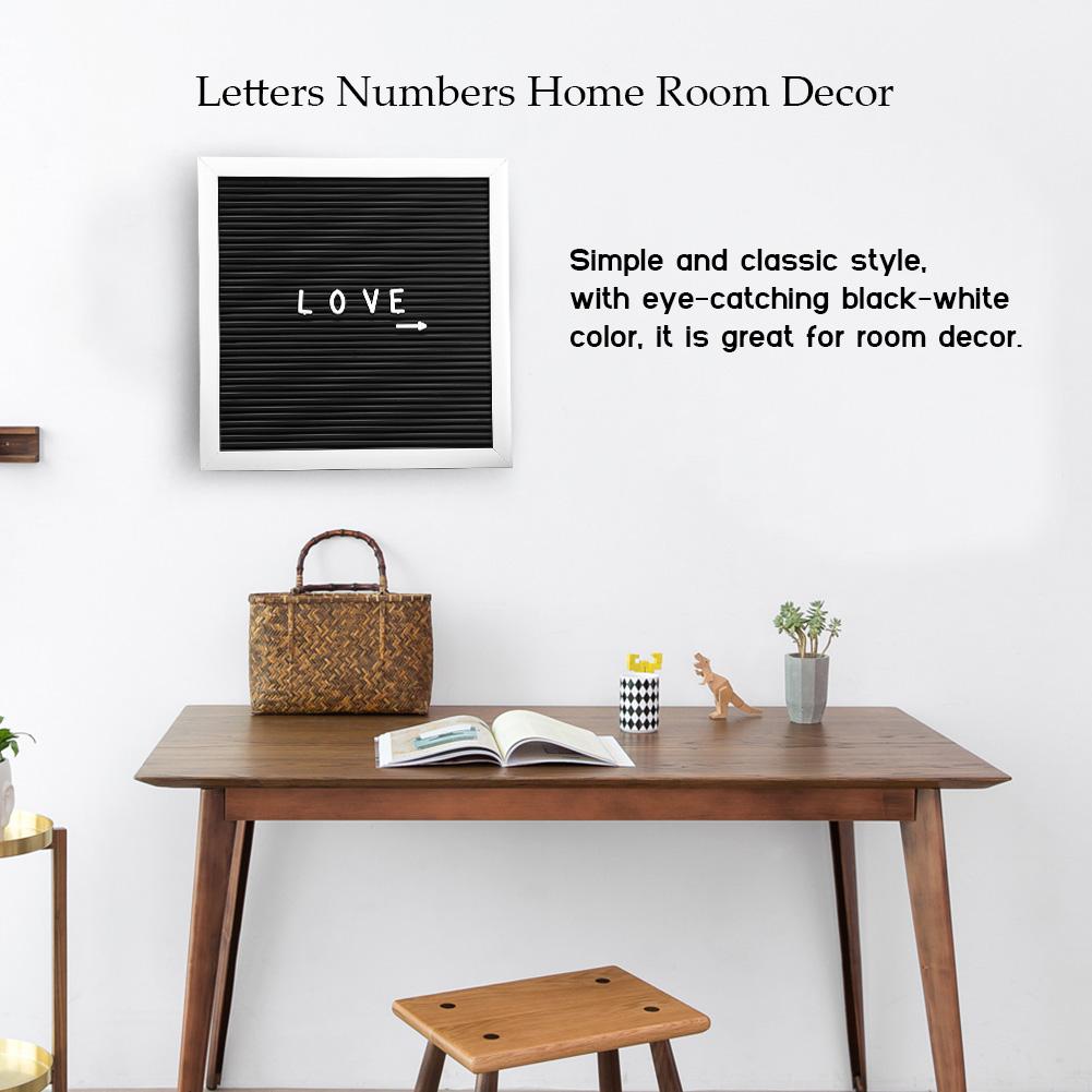 25cm*25cm Message Plastic Letter Board Sign Changeable Letters Numbers Room Decor (White Frame)