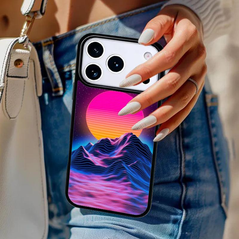 Synthwave Sun Neon 80's Phone Case For iPhone 17 Air 14 15 13 12 Max Cover For Apple 16e 11 Pro Max Plus Coque