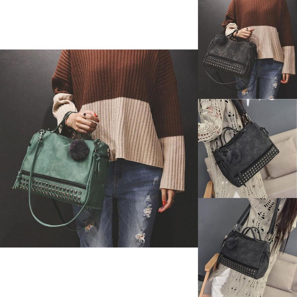 Chic And Spacious Casual Women Large Capacity Solid Rivet Shoulder Messenger Crossbody Bags