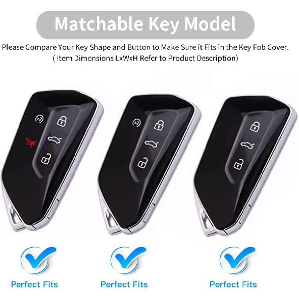 QBUC for Volkswagen Key Fob Cover with Keychain,Car Key Case Fit for VW ID.4 ID.6 MK8 Golf GTI Atlas Cross Sport 2025 Tiguan (Black)