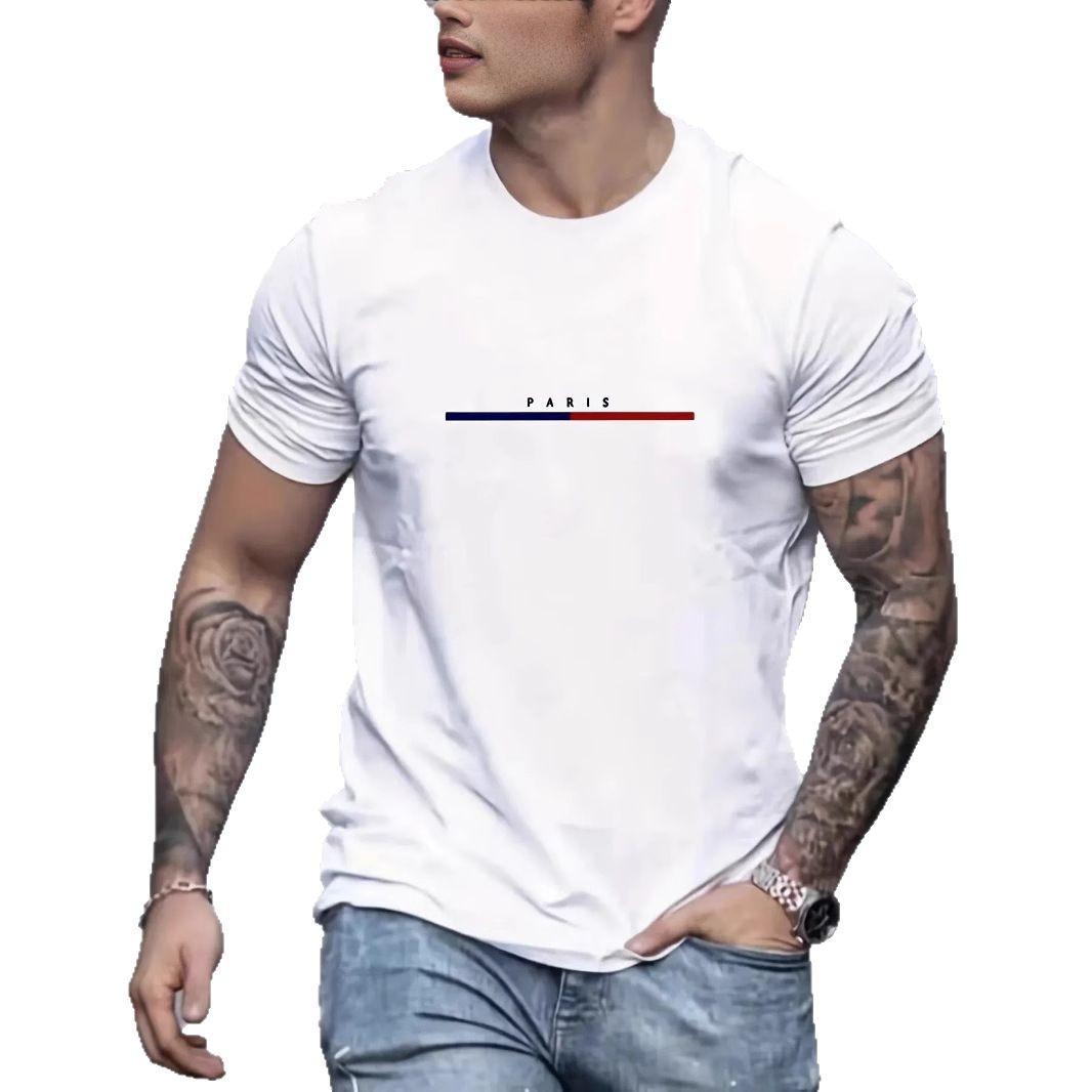 Свободная мужская футболка Новая летняя мужская широкая футболка с принтом с коротким рукавом S белый
