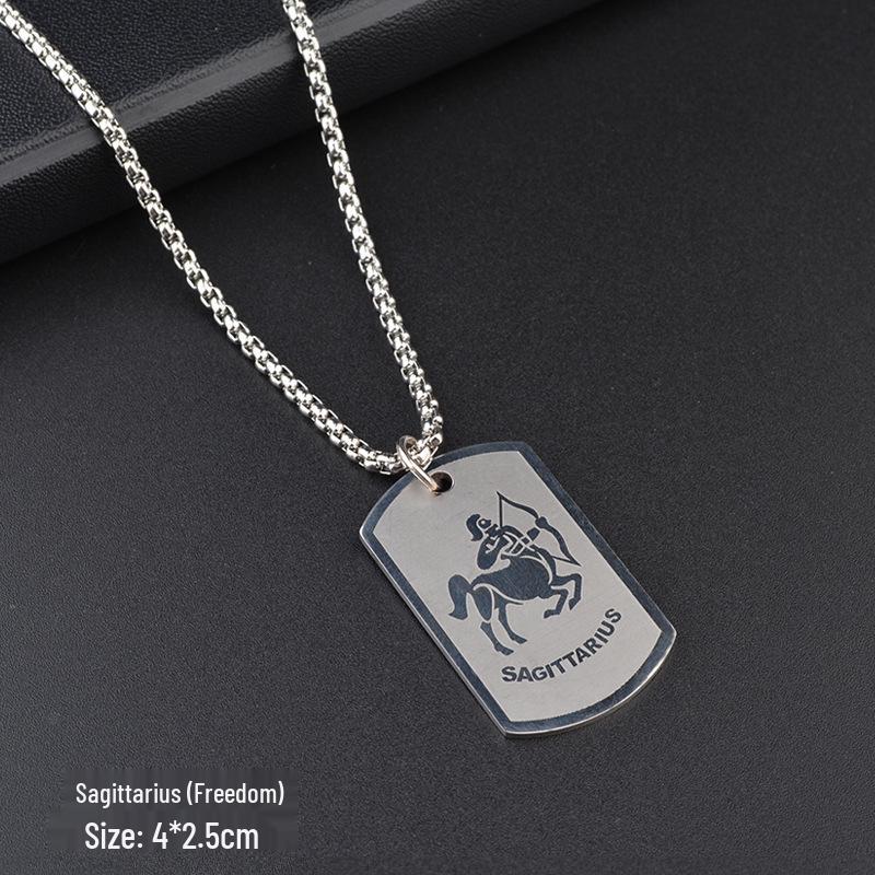 

Ожерелье из титановой стали «Двенадцать созвездий» - Хип-хоп уличный кулон для мужчин и женщин, Универсальный аксессуар для ночного клуба, Парная цепочка для свитера