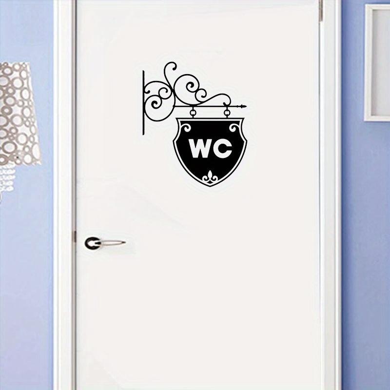 1pc Black And White Restroom Sign Wall Sticker, Decorative Sticker for Bathrooms, Background Decoration, Removable Self-Adhesive