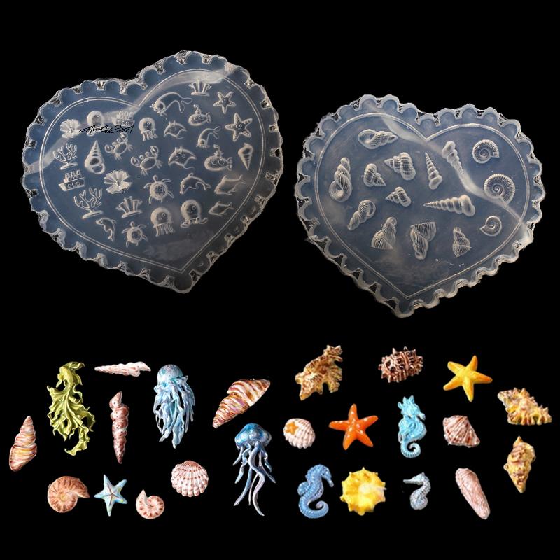 1Pc 3D Acrylic Nail Mold Tulip Sea Shell Jellyfish Goldfish Starfish Design DIY Silicone Manicure Nail Art Decorations