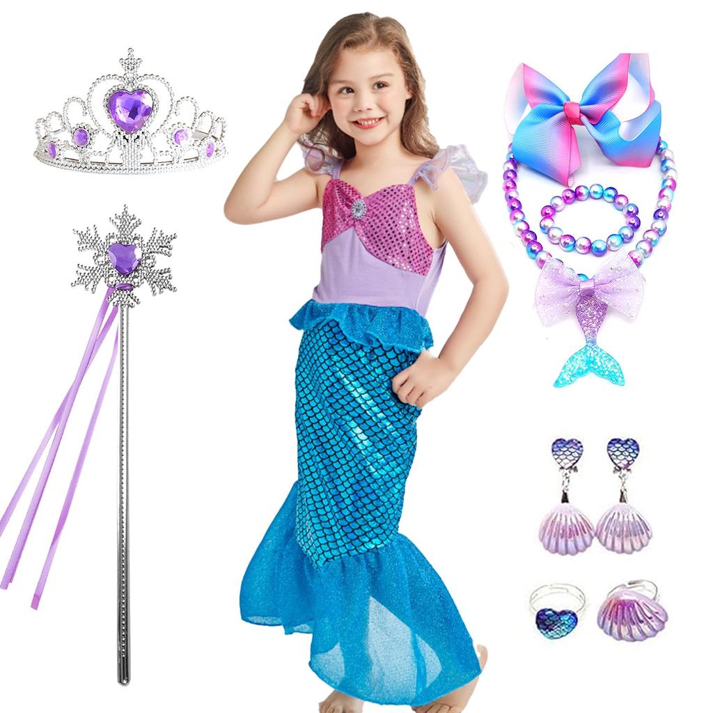 JIEAIRUI Princess Transformation Halloween Kids Christmas Gift Ariel-style Dress, Children's Mermaid-style Cosplay, Ariel-style Dress, Kids'