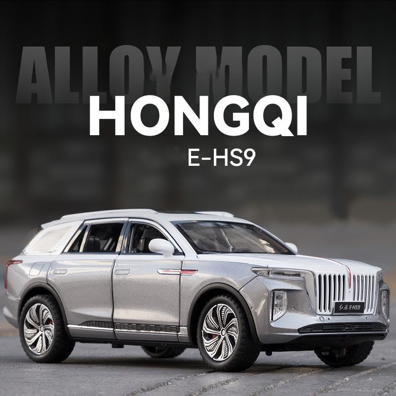 1/24 skala HongQi E-HS9 SUV Legering New Energy Car Model, Diecast Metal Lekekjøretøy Bilmodell Simulering Lyd og lys Barnegaver