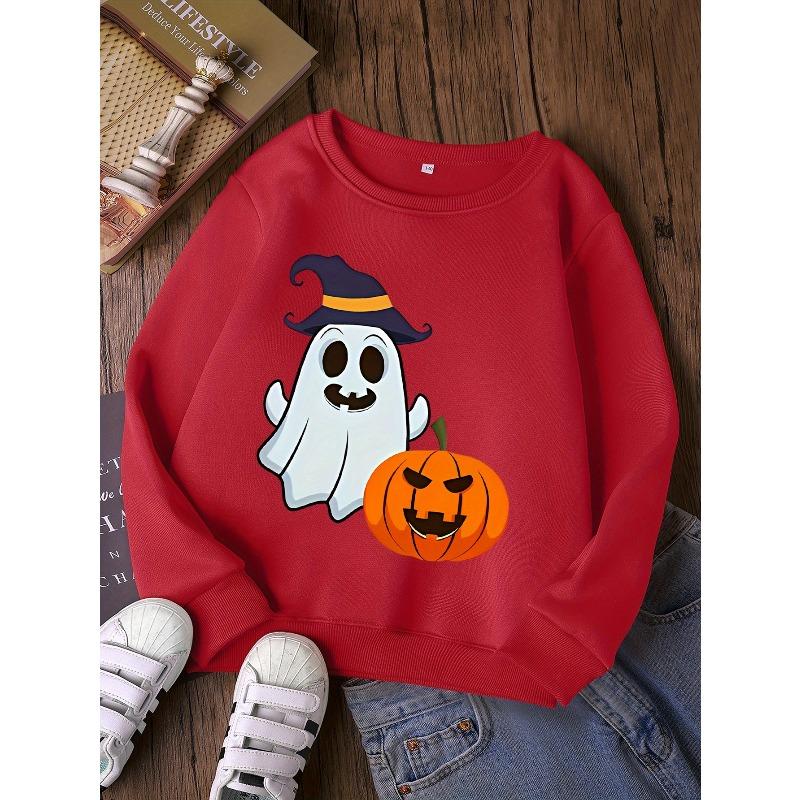 Girls' Stylish Round-Neck Sweatshirt, Casual Print Top