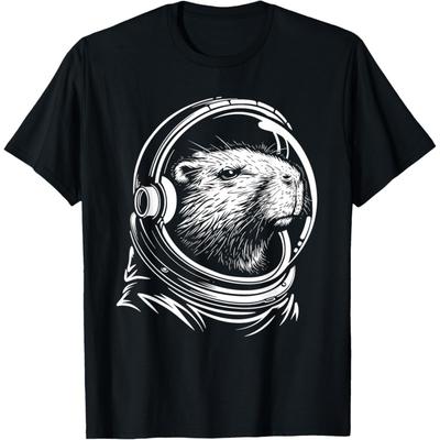 Funny Capybara Astronaut Astro Space Suit Mom Dad T-Shirt(1)